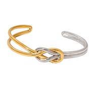 AMISENK Stylish Adjustable Stainless Steel Knot Lightweight Comfortable Unisex Jewelry Everyday Wear Modern Minimalist Knot Bangle