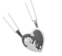 AMISENK Stylish Couple Necklace Lightweight Metal Steel Jewelry Splicing Pendant Design Partners Lovers Couple Jewelry Piece