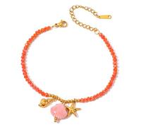 AMISENK Stylish Minimalist Sea Star Conch Shell Pendant Adjustable Wrist Chain Fashionable Jewellery Piece Everyday Wear Sea Shell Charm