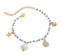 AMISENK Stylish Minimalist Sea Star Conch Shell Pendant Adjustable Wrist Chain Fashionable Jewellery Piece Everyday Wear Sea Shell Charm