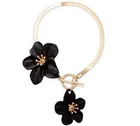 AMISENK Stylish OT Anklet with Flower Charm 27cm Circumference Lightweight 18g Women's Fashion Foot Chain Accessory Sturdy Alloy Flower Anklet Accessory