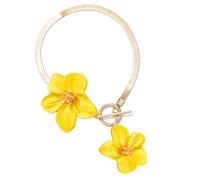 AMISENK Stylish OT Anklet with Flower Charm 27cm Circumference Lightweight 18g Women's Fashion Foot Chain Accessory Sturdy Alloy Flower Anklet Accessory