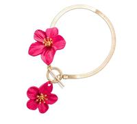 AMISENK Stylish OT Anklet with Flower Charm 27cm Circumference Lightweight 18g Women's Fashion Foot Chain Accessory Sturdy Alloy Flower Anklet Accessory