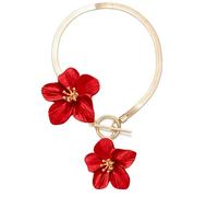 AMISENK Stylish OT Anklet with Flower Charm 27cm Circumference Lightweight 18g Women's Fashion Foot Chain Accessory Sturdy Alloy Flower Anklet Accessory