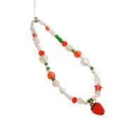 AMISENK Sweet Strawberry Bear Phone Lanyard Aesthetic Mobile Chain Fashionable for Girls Lovely Keychain Accessory Daily Use