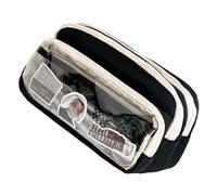 AMISENK Transparent Pencil Case Large Capacity Canvas School Supplies Bag Lightweight for Students Teachers Multi Compartment Writing Tool Case