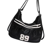 AMISENK Trendy Contrast Color Crossbody Bag Soft PU Travel Backpack Shoulder Bags Adjustable Strap For Girls Street Fashion Stylish Contrast Color Shoulder Bag