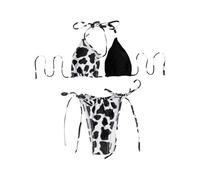 AMISENK Two Pcs Swimwear For Women Swimming Costume Set Side Tied Swimsuits Backless Bathing Suit Cow Spots Print Swimsuit Two Pcs Bathing Suit For Women Cow Spots Print Swimsuit Side Tied Swimwear