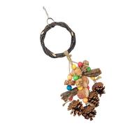 AMISENK Vibrant Wooden Beads Parrot Swing Toy With Chew Climbing Activity & Pinecone For Small Birds Parrot Bonding Toy With Chewable Parts