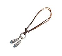 AMISENK Vintage Brown Leather Necklace Alloy Jewelry For Casual And Formal Outfit Lightweight Design Neckchain Stylish Jewelry Accessory