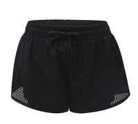 AMISENK Women Shorts High Waist Stretch Athletic Workout Fitness Volleyball Short Pants 2 In 1 Double Layer Sports