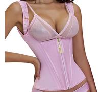 AMISENK Women's Double Compression Waist Trainer Corset Adjustable Straps Steel Bone Zipper Hook Body Shaper Tanks Top Adjustable Shoulder Straightener Postures Corrector