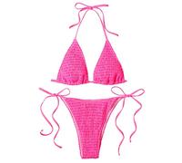 AMISENK Womens Split Swimsuit Thong Comfortable 2-Pieces Strappy Swimming Suit Wrap High Cut Beachwear String Bikinis Set Neck Sets Knitted Swimwear High Cut Swimming Suits
