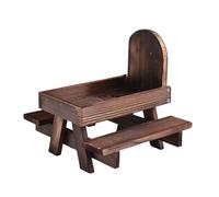 AMISENK Wood Animal Feeder For Yard Birds And Squirrels All Weathers Corn Holder With Sunshade For Wildlife Feeding Supply Wooden Squirrels Feeder With Umbrella