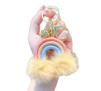 AMISENK Woven Plush Pendant Rainbow Cloud Hairball Keychain Schoolbag Backpack Purse Ornament Charm Car Interior Hanging Decor Fashion Accessory