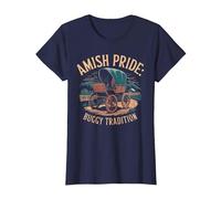 Amish Buggy - Classic Countryside Design T-Shirt, Women, Navy Blue, X-Large