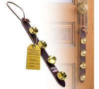 Amish Crafted Leather Strap Arctic Sleigh Bell Door Hanger Hanging Jingle Bells (Brown Leather, 14 Inches)