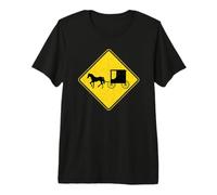 Amish Horse and Carriage Buggy Traffic Warning Sign Premium T-Shirt