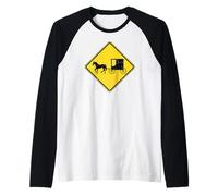 Amish Horse and Carriage Buggy Traffic Warning Sign Raglan Baseball Tee