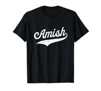 Amish - Retro Collegiate Nostalgic Sports University Style Value Graphic T-Shirt, Men, Black, S