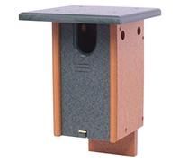 AmishToyBox.com Bluebird House, Post Mount, Amish-Made with 100% Recycled Poly Lumber (Turf Green/Cedar)