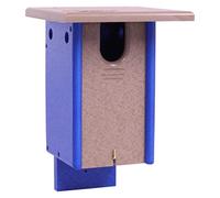 AmishToyBox.com Bluebird House, Post Mount, Amish-Made with 100% Recycled Poly Lumber (Weathered Wood/Blue)