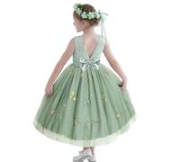 Amissz Flower Girl Dresses Girls Summer Cute Dresses Toddler Kids Party Dress for Princess Prom Birthday Communion Pageant Wedding Bridesmaid Dress Tutu with Headband Khaki 2-8 Years