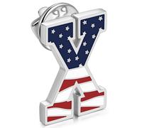 AMITER American Flag Lapel Pin, Patriotic USA Brooch Pins with A-Z Initial for Suit, Jackets, Hats, Bags (Approx. 1.0’’ Height), Stainless Steel, no gemstone