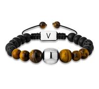 AMITER Baseball Bracelet with A-Z Letter, Tiger Eye Beaded Bracelet for Men Baseball Team Coach Son Dad Brother Friend as Birthday/Valentines Day/Graduation/Back to School/Christmas Gifts, M, Stone