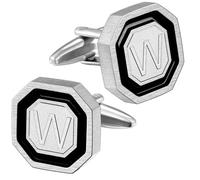 AMITER Initial Cuff Links Mens, Gold/Silver Tone Octagon Stainless Steel Cufflinks for Men, Personalized Cufflinks Letter A to Z, Father Husband Groomsmen Gifts, 18mm, Stainless Steel, no gemstone