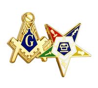 AMITER Masonic Laple Pins, Freemasons Square & Compass Tie Tacks for Masons Gift, Metal, no gemstone