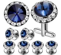 AMITER Swarovski Crystal Cufflinks and Tuxedo Studs Sets for Men - Eelegence Dress Sets for Weddling Party