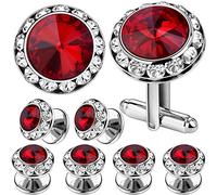 AMITER Swarovski Crystal Cufflinks and Tuxedo Studs Sets for Men - Eelegence Dress Sets for Weddling Party