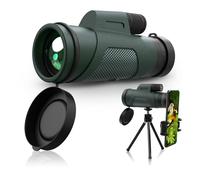 AMITHER 10x42 Monocular Telescope for Smartphone, Monoculars for Adults High Powered Portable Handheld Telescopes with Phone Adapter & Tripod for Hiking Bird Watching Camping Concerts