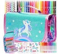 Amitié Lane Unicorn Toys for Girls Markers Set - Pencil Case - Unicorn Gifts for Girls 6-8, for Art and Craft Colouring - Incl Augmented Reality App