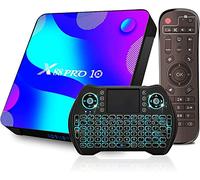 AMITVA Android TV Box 11.0,4GB RAM 128GB ROM RK3318 Quad-Core Cortex-A53 TV Box Android with Backlit 2.4Ghz Mini Wireless Keyboard Remote,4GB+32GB