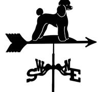 AMITVA Poodle Weathervane Farmhouse Weather Vane Roof Mount Wind Direction Indicator Kit Outdoor Metal Bracket Weathercock