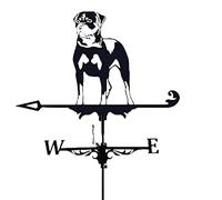 AMITVA Rottweiler Dog Decorative Wind Vane, Black Stainless Steel Weather Vane, Retro and Durable Garden Mount Yard Decoration for Farm Retro Durable Scene, romena Dog