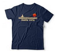 Amity 1975 Tshirt - Shark Retro Vintage Graphic Unisex Tee Shirt Navy M