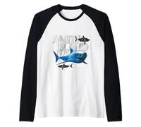 Amity Island 1975 Jaws 2025 Shark Adventure Raglan Baseball Tee