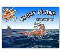 Amity Island Shark Billboard Funny Ocean Beach Summer Metal Sign 8"X12"