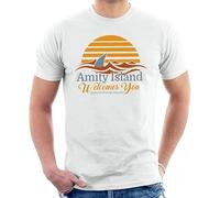 Amity Island Welcomes You Jaws Men's T-Shirt (UK, Alpha, M, Regular, Regular, White)