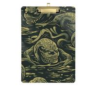 Amityville Creature Green Halloween Acrylic clipboard Folio Standard Letter A4 Size Waterproof for Teacher Portfolio clipboard Gold 12x9in Tablas para escribir