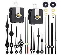 AMIUHOUN 1 Set High Long Shaft Clock Movement Mechanism with 5 Different Pairs of Clock Black Repair Parts Replacement, black