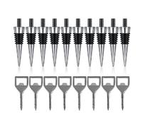 AMIUHOUN 10 Pcs Metal Wine Stopper and 8Pcs Blank Alloy Bottle Opener Chrome Bottle Stopper Bottle Opener Inserts Set Easy Install Easy to Use