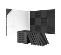 AMIUHOUN 24Pack 2X12X12Inch Self-Adhesive Acoustic Foam Panels, Pyramid Designed Sound Pannels for Home and Studio Easy to Use