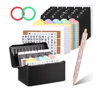AMIUHOUN Index Card Holder with Lock Index Card Box Fits 3X5-Inch Flash Cards - Business,or Note Card Storage Boxes Paper Card Organizer Box
