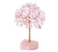 AMIUHOUN Rose Quartz Crystal Tree, Artificial Crystal and Healing Stone Tree, Crystal Stone Tree, Gemstone Tree. Valentine's Day Gifts, Easy to Use