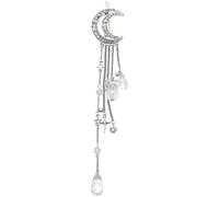 AMIUHOUN Vintage Crystal Hair Clips Tassel Pendant Star Moon Hair Clips Pins for Women Hair Accessories (Silver)