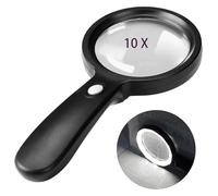 AMIUKON Magnifying Glass with Light, 10X Handheld Large Magnifying Glass 12 LED Illuminated Lighted Magnifier for Seniors Reading, Soldering, Inspection, Coins, Jewelry, Exploring